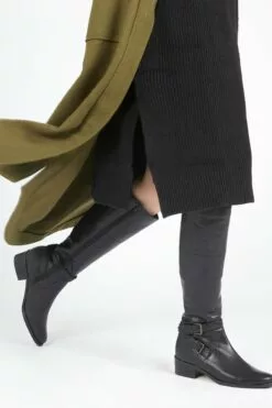 Jones Bootmaker Phoebe Kniehohe Lederstiefel Mit Weiter Wade, Schwarz