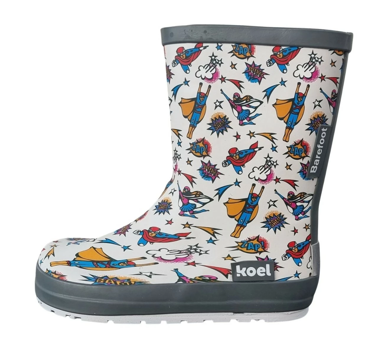 Koel Gummistiefel Super Heroes Wellies Barfuß Regenstiefel Creme/bunt 3 Koel Gummistiefel Super Heroes Wellies Barfuß Regenstiefel Creme/bunt – Bild 3