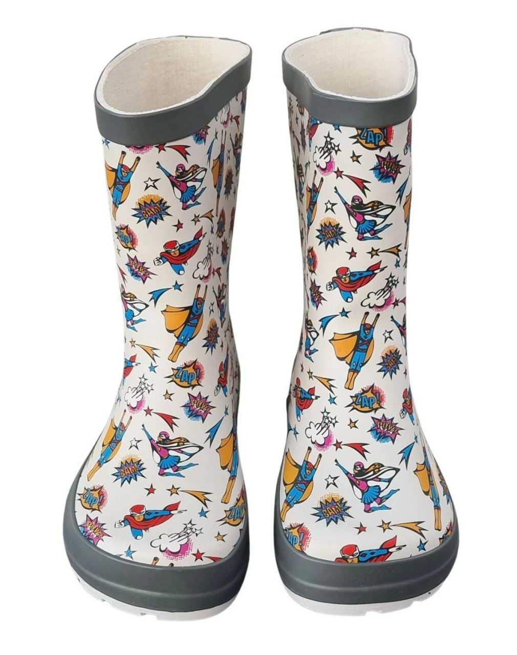 Koel Gummistiefel Super Heroes Wellies Barfuß Regenstiefel Creme/bunt 5 Koel Gummistiefel Super Heroes Wellies Barfuß Regenstiefel Creme/bunt – Bild 5