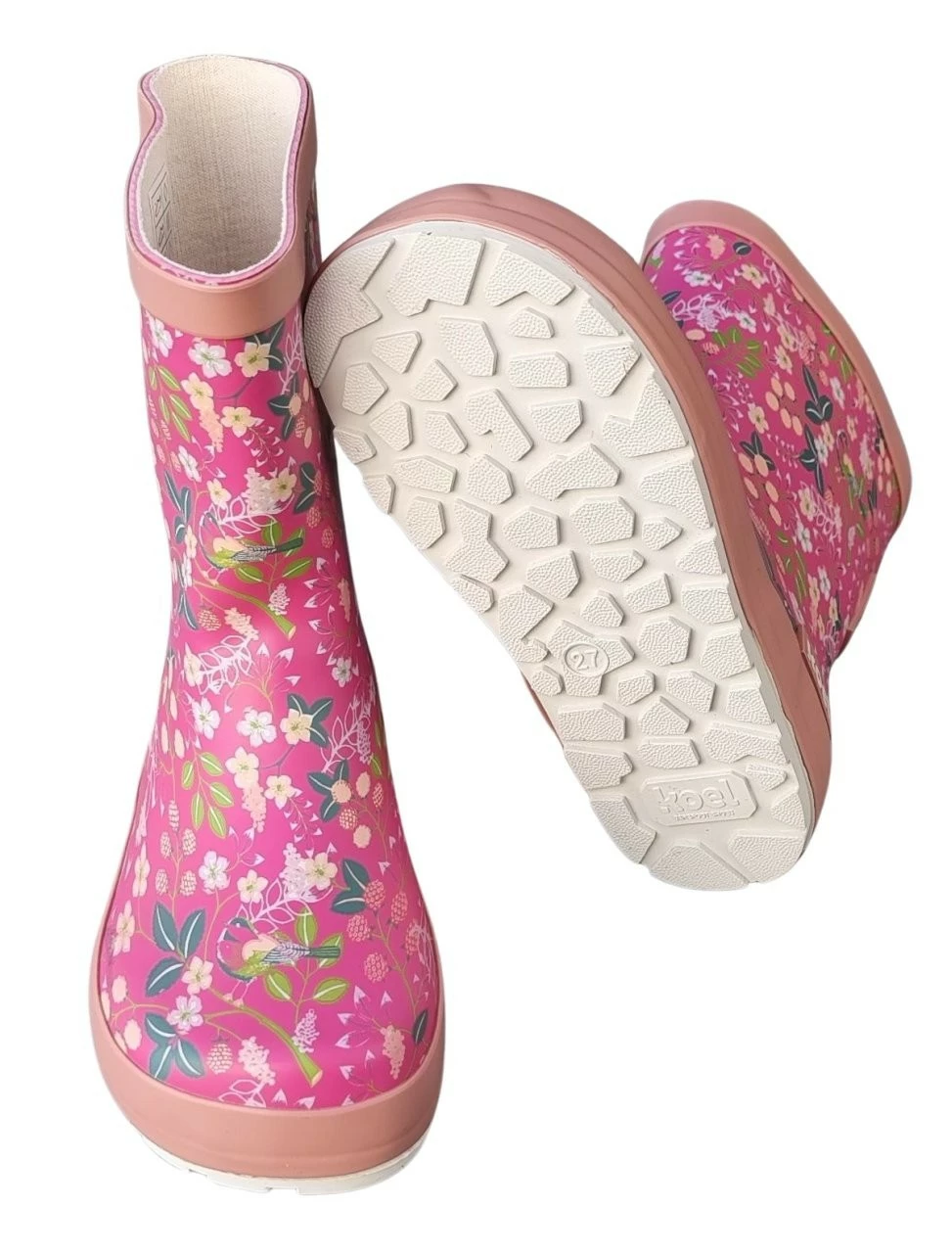 Koel Gummistiefel Pink Blumen Barfuß Regenstiefel Kautschuk 2 Koel Gummistiefel Pink Blumen Barfuß Regenstiefel Kautschuk – Bild 2